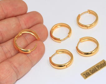 24k Shiny Gold Plated Leverback Hoop Earrings, 22mm, lbe, BRT833