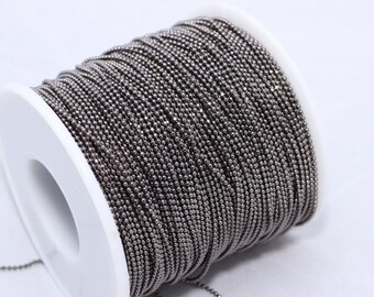 16,5 Feet 1,2mm Gunmetal Ball Chain, Faceted Ball Chain, Bulk Lot Chains, Lace Ball Chain, Beaded Chain, Gunmetal Plated Chains, UBC, BXB77