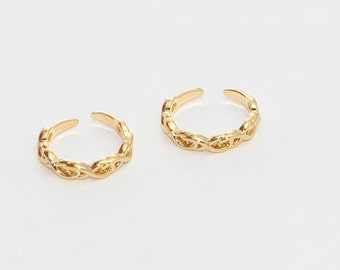 Anillo de oro brillante de 18k de 17 mm, anillo de cadena, anillo de oro ajustable, anillos delicados, anillos de banda, anillos para mujer, anillos chapados en oro, ACR, MTE1245
