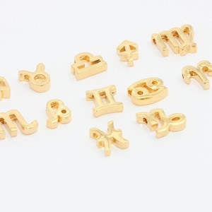 6x7mm 24k Shiny Gold Zodiac Signs, Zodiac Sign Charms, Zodiac Necklace, Horoscope Charms, Zodiac Signs, Mini Zodiac Charms, Charms, HRF34