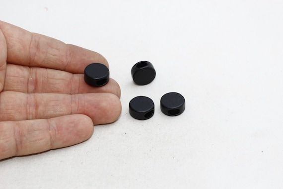 14mm Black Round Beads, Large Hole Beads, Circle Beads, Round Charms, Bracelet Charms, Beads, Black Plated Findings, LD, ETS79