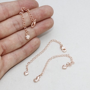 3 &#39;&#39; Rose Gold Chain Extender, Jewelry Supplies, Heart Necklace Extender, Gold Extension Chain, Rose Gold Plated Findings, HAE, ROSE299
