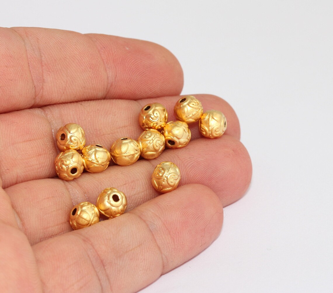 65mm 24k Matt Gold Ball Beads Round Beads Gold Spacer Etsy