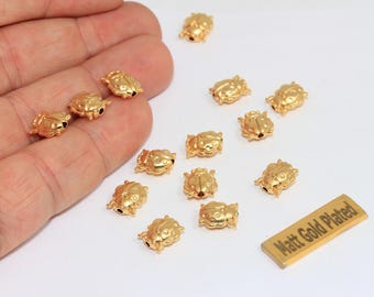 9 x 12 mm 24k Matt Gold Marienkäfer Charms, Marienkäfer Armband Beads, BRT631