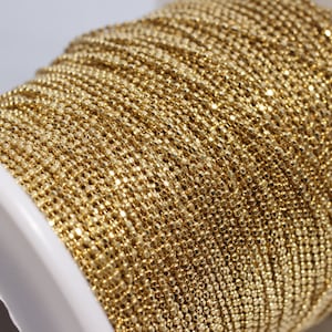 165 Feet 1mm Raw Brass Ball Chain, Faceted Ball Chain, Bulk Lot Chains, Lace Ball Chain, Bead Chain, Raw Brass Findings, ZBC, BXB76-1