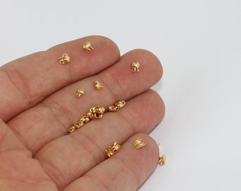 50 Pcs 18k Shiny Gold Crimp Beads, Fits 1.2mm Ball Chain, Crimps, Ball Chain Clasp, Crimps, Bead Tips, Gold Plated Findings, ND, BRT229