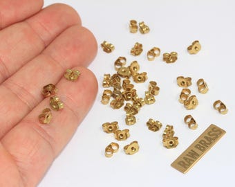 200 Pcs Raw Brass Earring Backs, Butterfly Clutch (6x3mm), BBE, CMR36