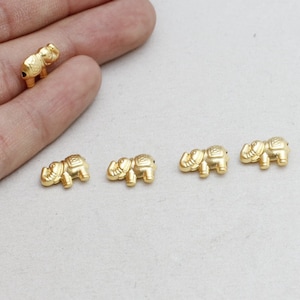 6x13mm 24k Matt Gold Elephant Beads, Elephant Charm, Elephant Pendant, Dainty Charms, Gold Plated Findings, Bracelet Beads, BRT483