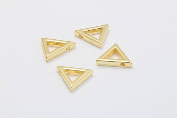 14mm 22k Shiny Gold Triangle Pendant, Delta Charms, Geometric Charms, Triangle Necklace, Triangle, Gold Plated Charms, TA , MTE757
