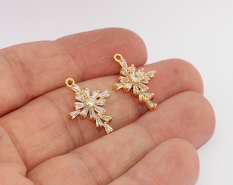 15x21mm 24k Shiny Gold Cross Charms, Micro Pave Pendant, Cross Charms, Zircon Cross Charm, Cubic Zirconia Charms, Gold Pendant, BRT852