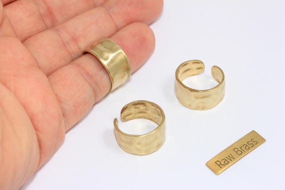 17-18mm Raw Brass Rings, Adjustable Ring Settings, Brass Wide Band Rings, Domed Cuff Rings, Raw Brass Findings, ZPR299