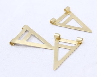 40 Pçs 17 x 25 mm Pingentes Triângulos de Latão Bruto, Conector Triângulo, Pingente Triângulo, Triângulo Recortado, Acessório de Latão Bruto, CO, AE66