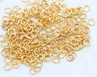 50 Pcs 20 Ga 5mm 24k Shiny Gold Jump Rings, Gold Connector, Open Jump Rings, Bulk Gold Jump Rings, Jewelry Making Supplies, GFJ, DOM3