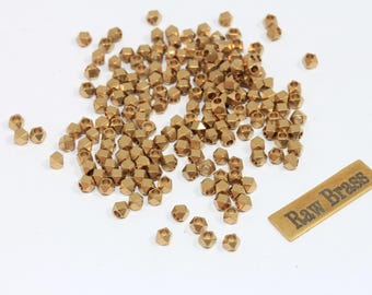 3mm Brass Faceted Beads, Brass Diamond Beads, Cube Beads, Brass Spacer Beads, Brass Faceted Beads, Industrial Beads, KA36