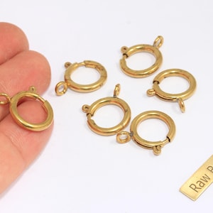 16mm Raw Brass Spring Clasp, Round Clasp, Ring Clasps, Spring Clasp, Raw Brass Clasp, Lobster Clasp, Raw Brass Findings, CHK3-1