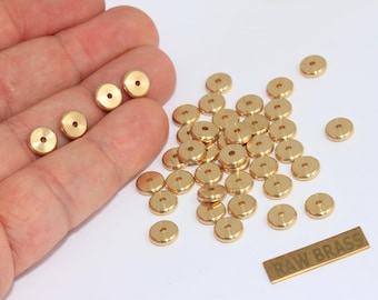 20 stuks ruwe messing rondelle kralen van 7,5 mm, tussenkralen munt, schakelarmbandbedels, SFB, EYM29