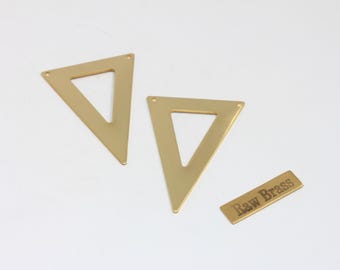 Raw Brass Triangle Charms, Geometric Pendant (31x46mm), HT, AC46