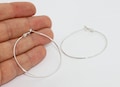 50mm Rhodium Plated Earring Hoops, Hoop Ear Wire, Hoop Earrings, Earring Settings, Large Silver Hoops, Silver Plated Earrings, HES, EAR31