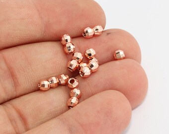 Perline a sfera da discoteca placcate in oro rosa da 4 mm, forniture per la creazione di gioielli, MTE650