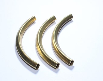 6 szt. 5x5x65mm zakrzywione rurki charms, zakrzywione rurki metalowe koraliki, pręt rurowy, surowe mosiężne zakrzywione rurki, surowe mosiężne elementy, CHK513