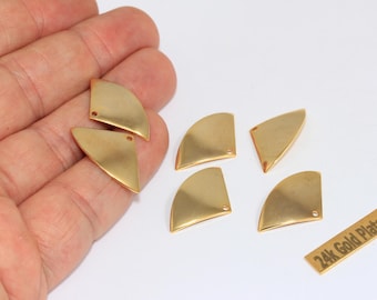 24k Gold Plated Triangle Charms, Geometric Pendants (15x25mm), BRT433