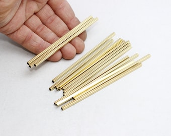10 Pcs 3x100mm Raw Brass Square tubes, Square tube beads, Tube Beads, Raw Brass Tubes, TBR72