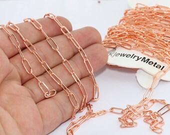 Rose Gold Plated Rolo Chain, Oval Link Cable Chain, MLC, BXB291
