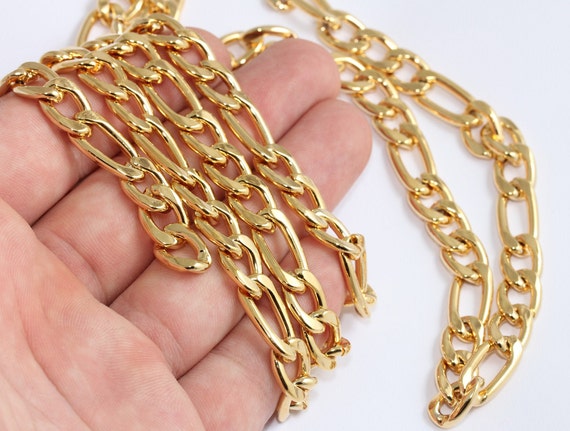 9x19mm 24k Shiny Gold Faceted Chain 