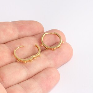 18mm 24k Shiny Gold Hoop Earrings, Circle Earrings With Loops, Huggie Hoops, Leverback Earring Settings, Gold Plated Charm Earrings, SLM644