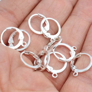 5 Pairs 12x15mm Silver Color Earrings, Leverback Earrings, Earring Hooks, Earring Findings, Silver Plated Findings, lbe, LER, CMR10