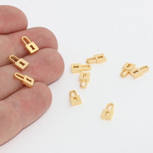5x10mm 24k Matt Gold Padlock Charms, Mini Lock Charms, Padlock Pendant, Lock Charm, Lock Pendant, Dainty Charms, Charms, PDC, BRT694