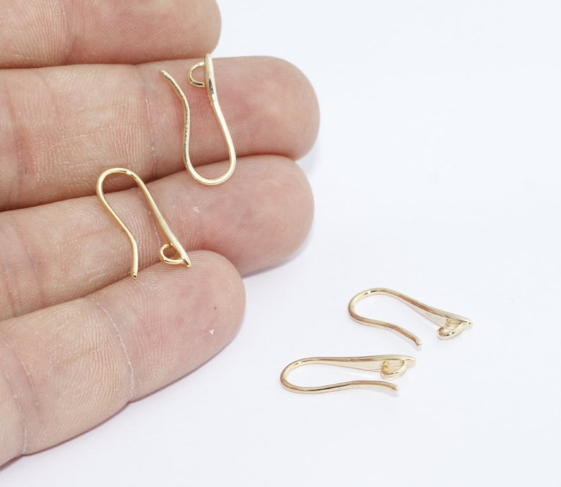 8x19mm 24k Shiny Gold Ear Wires Gold Fish Hooks Hook Earring Etsy