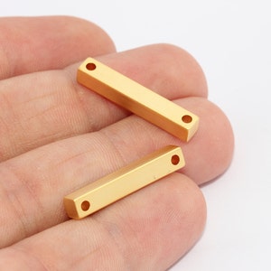 4x25mm 24k Shiny Gold Bar, Solid Brass Bar, Two Hole Bar, Stamping Bar, Bar Necklace, Personalized Charms, Gold Plated Findings, MTE659
