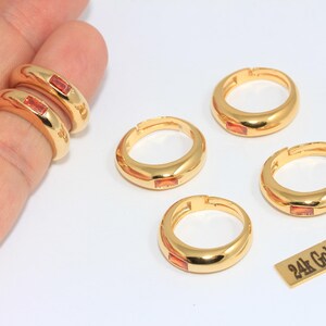 16-17mm 24k Shiny Gold Micro Pave Rings, Dainty Rings, CZ Stacking Rings, Orange Stone Tiny Rings, Gold Plated Rings, MLS785 image 1