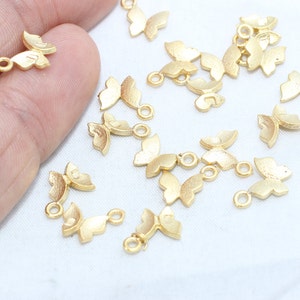 7x9mm 24k Matt Gold Butterfly Charms, Mini Charms, Butterfly Pendant, Bracelet Beads, Butterfly Jewelry, Gold Plated Findings, MTE15