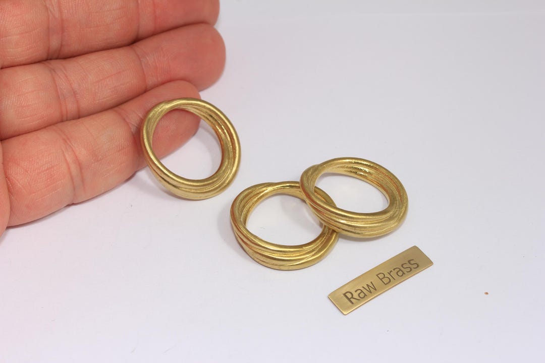 26mm Raw Brass Closed Ring, Triple Closed Rings, Spiral Ring Charms ...