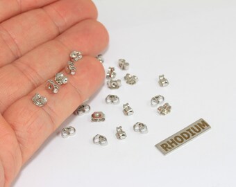 Rhodium Plated Butterfly Earring Backs, Jewelry Findings (3x6mm), BBE, CMR129