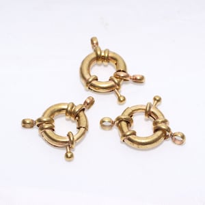 10 Pcs 15mm Raw Brass Spring Clasp, Round Brass Clasp, Spring Clasp, High Quality Clasp, Lobster Clasp, Raw Brass Findings, LS, CLO8