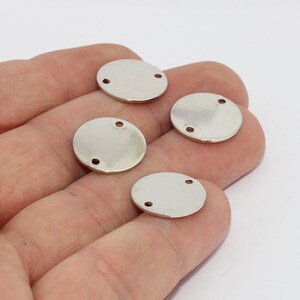 16mm Silver Plated Round Charms, Two Hole Round Disc, Stamping Blanks, Gold Coins, Stamping Tag, Silver Plated Findings, DS, MTE1014