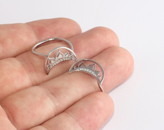 18mm Rhodium Plated Ring, Elegant Crown Rings, Silver Queen Rings, Closed  Silver Ring, Dainty Stacking Rings, Silver Plated Rings, XP341