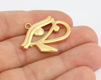 Amuleto egipcio del Ojo de Horus chapado en oro de 24k (25 x 29 mm), EGH, MTE511