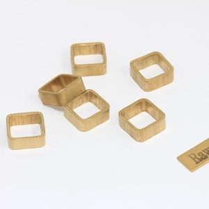 5 Pcs Raw Brass Square Charms, Geometric Pendants (12x12mm), KA66