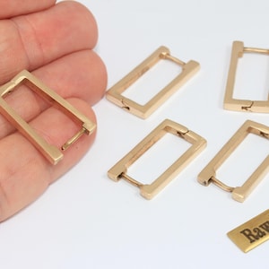 14x26mm Raw Brass Rectangle Lever Back Hoop Earrings, Geometric Earrings, MLS436