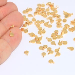4mm 24k Shiny Gold Coin Charms, Stamping Disc, Mini Coin Charms, Round Drop Charms, Small Drop Charms, Gold Plated Findings, FNL38