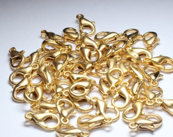 Fermoir pince en or mat 24 carats 12 mm, fermoir pince de homard, fermoirs de collier, accessoires de fabrication de bijoux, apprêts plaqués or, TLC, CHK482