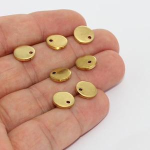 10mm Raw Brass Coins, Round Charms, Brass Disc Charms, Personalized Disc, Stamping Tag, Coins, Bracelet Coins, Raw Brass Findings, MTE1380