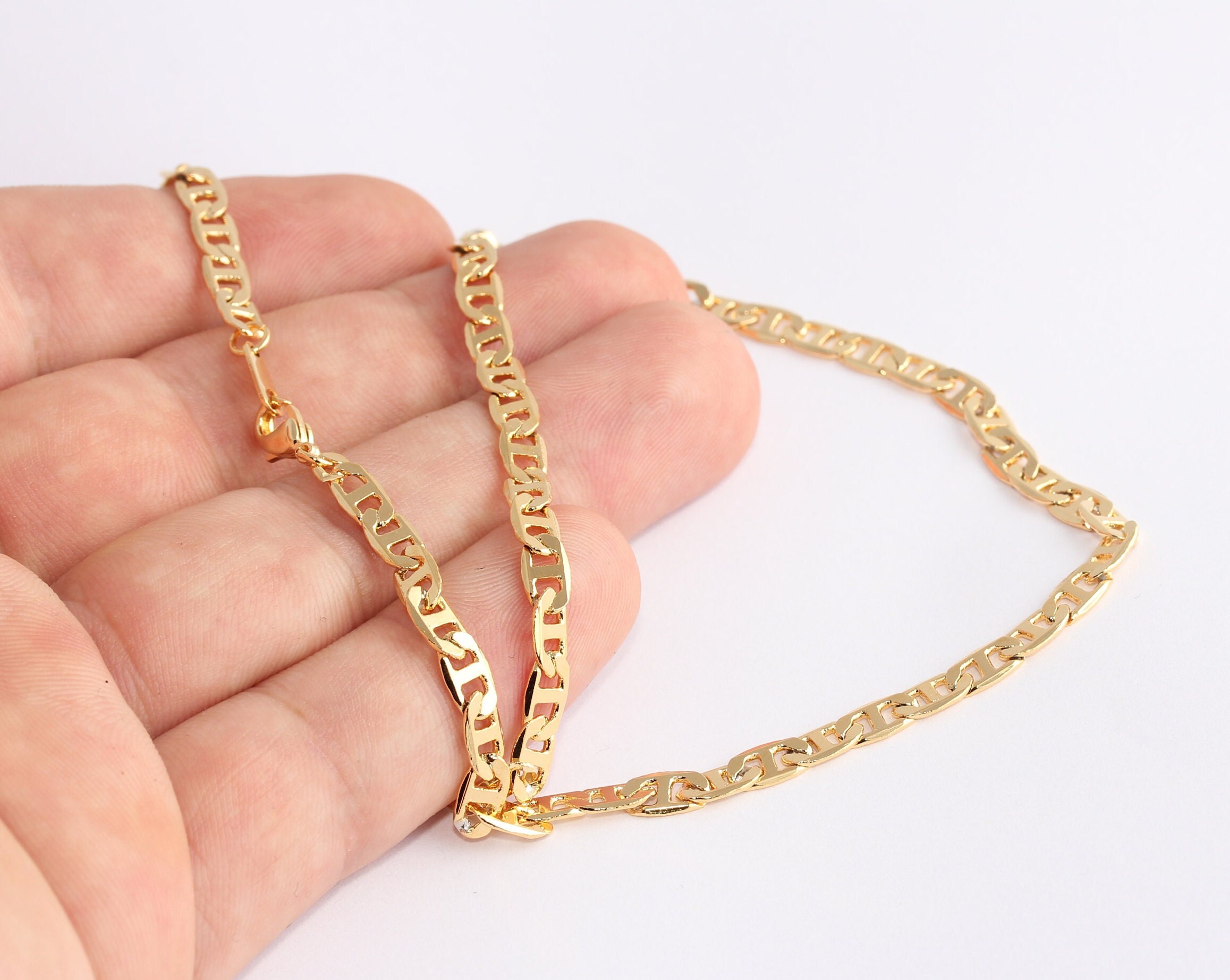 17 24k Shiny Gold Necklace Chain Ready 
