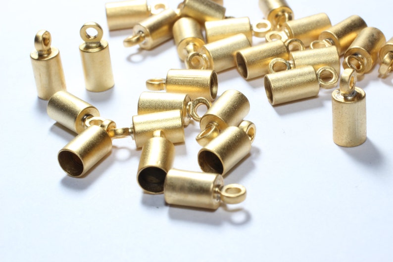Cord end DOM34 Industrial 20 Pcs Inner 3mm 24k Matt Gold Bead Caps Bracelet end Solid End Cap