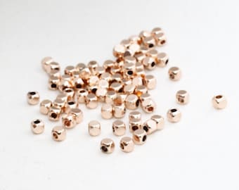20 Pcs 4mm Rose Gold Cube Beads, Spacer Beads, Cube Spacer Beads, Square Beads, Connector Beads, Rose Gold Plated Findings, TJ, ROSE99