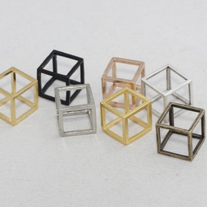 17mm Cube Charms, Cube Necklace, Open Cube Charms, Geometric Pendant, 3D Cube, Pendant, Jewelry Findings, CL,CHK159